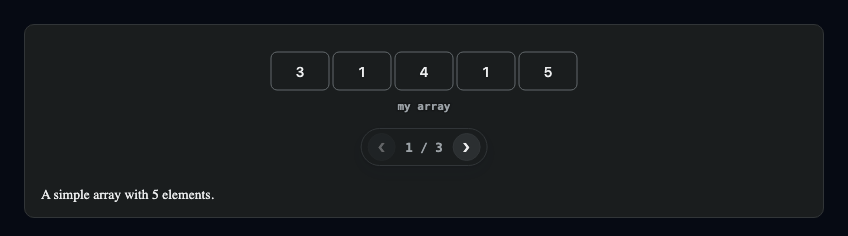 Scriba player rendering the 3-step array animation