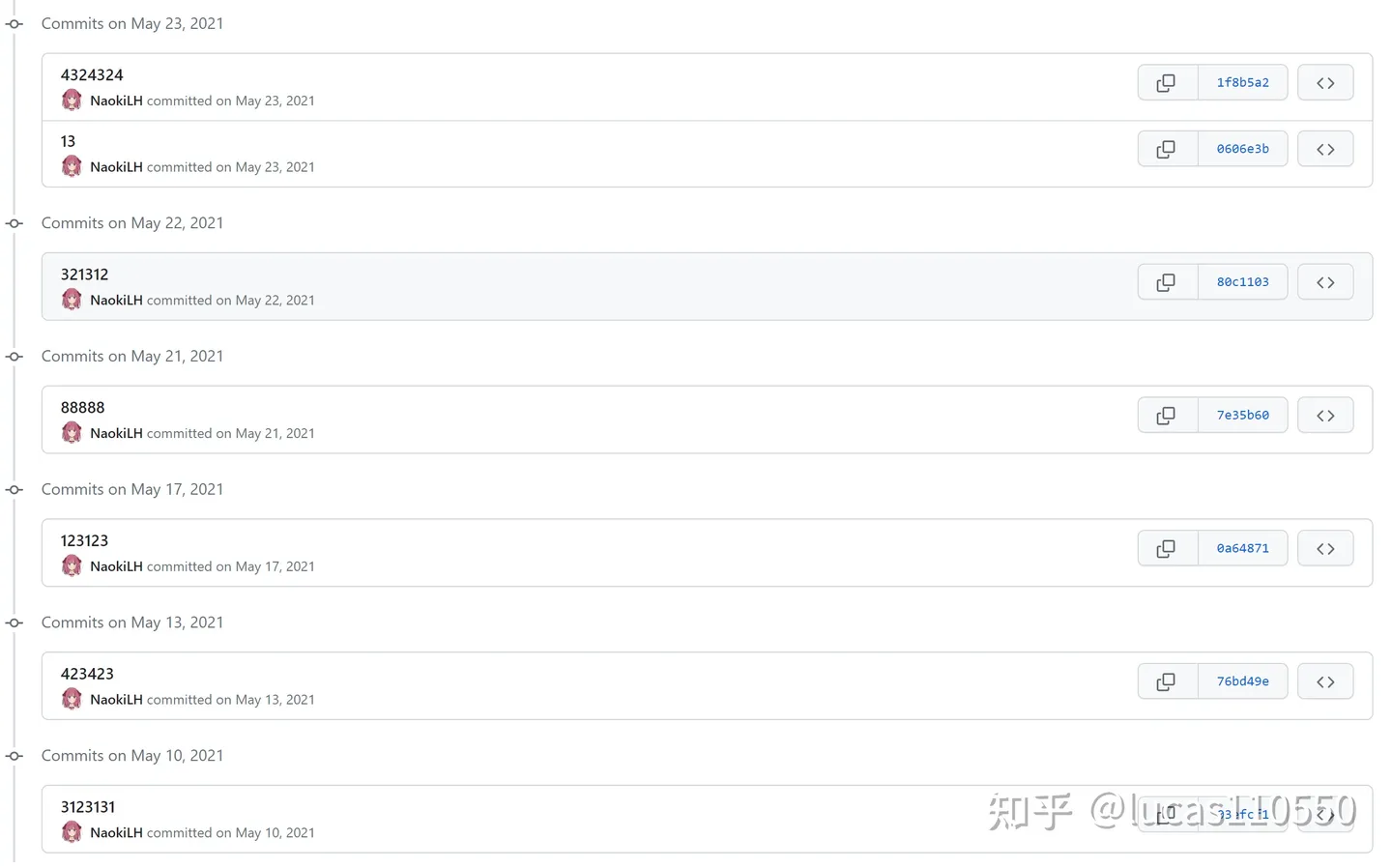 NaokiLH's git commits in May 2021