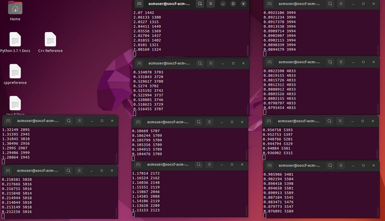 Multiple terminals running simulated annealing