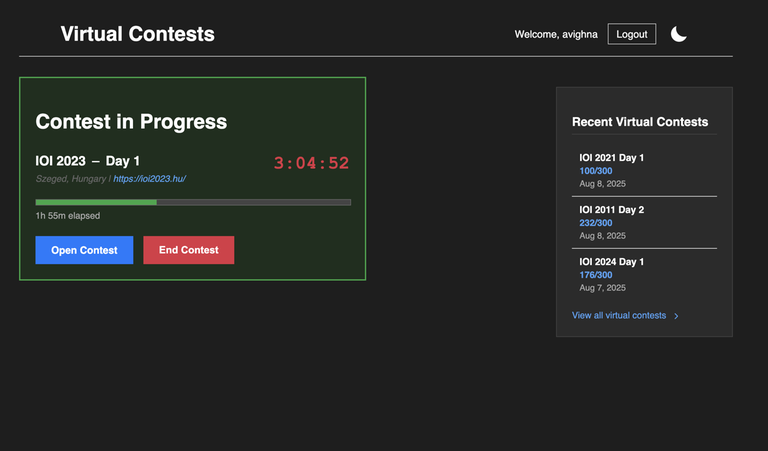 Ongoing virtual contest