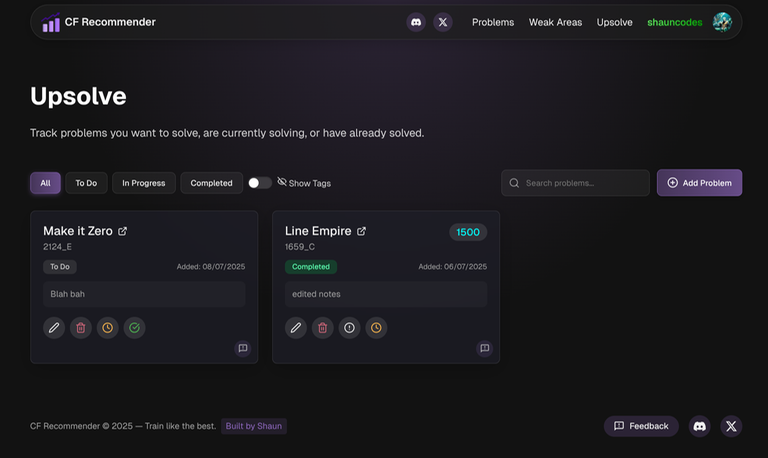 Upsolve list